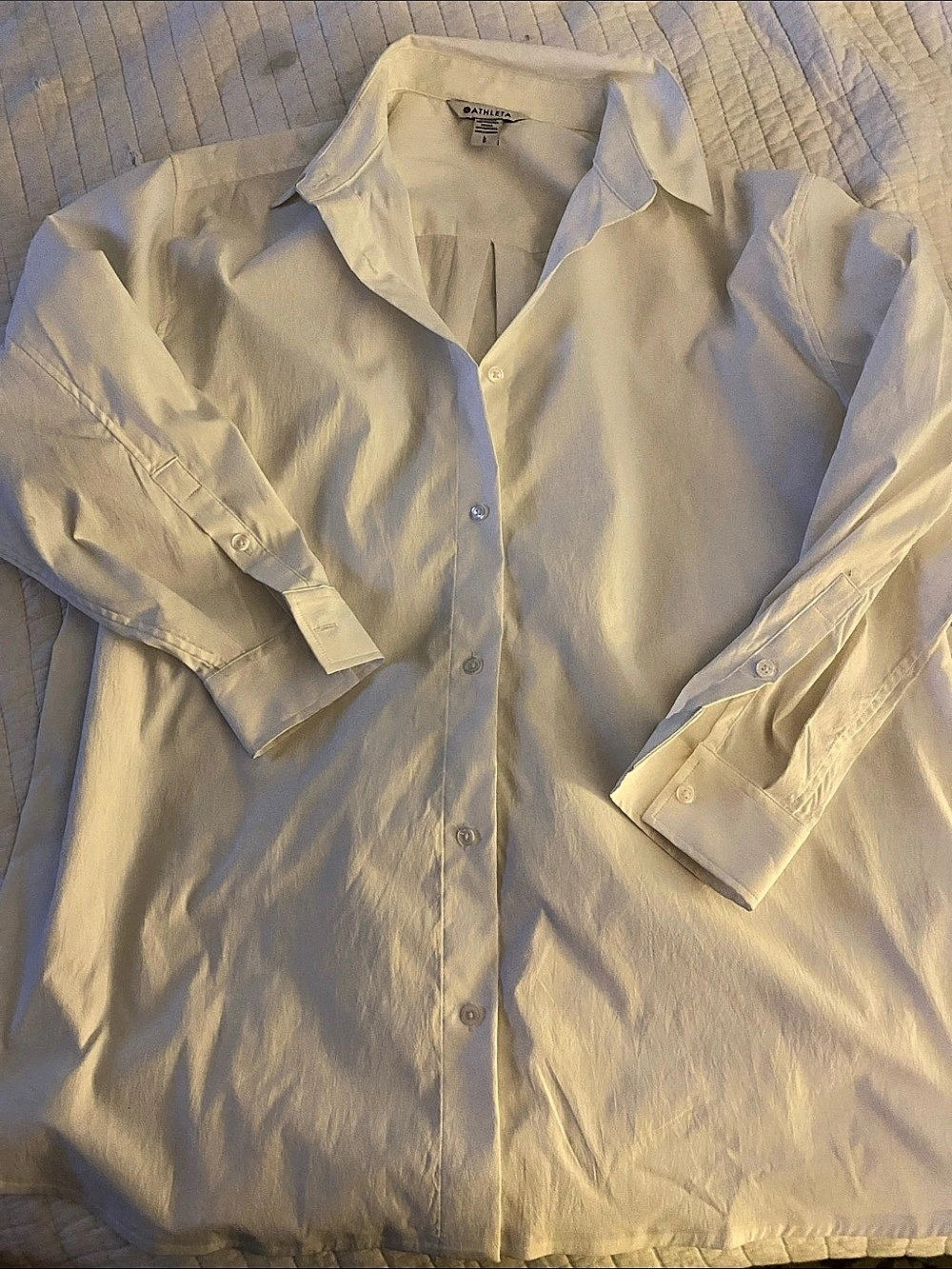 Athleta Urbanite Top Button Down Shirt White Large